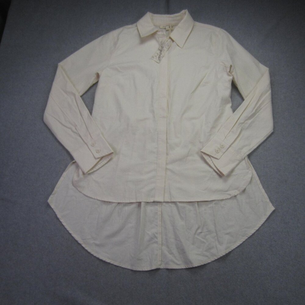 Mystree Shirt Womens Small Butter Hi Low Button‎ Up Pleated Blouse
